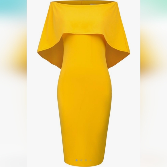 Grace Karin Caped Dress Size XXL. Yellow. - Picture 1 of 9